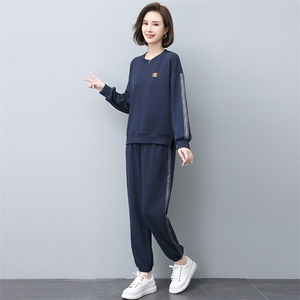 运动卫衣套装女2025春装新款时尚休闲大码中年妈妈宽松洋气两件套图片