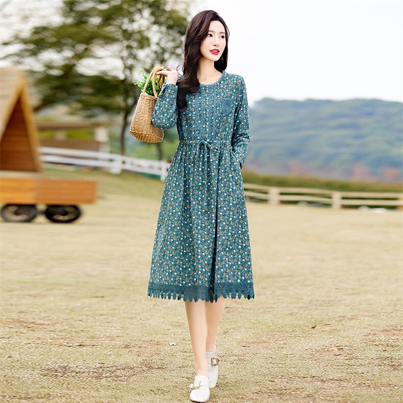 2026年春季新款碎花棉麻风连衣裙02,女装连衣裙,倪叶myz