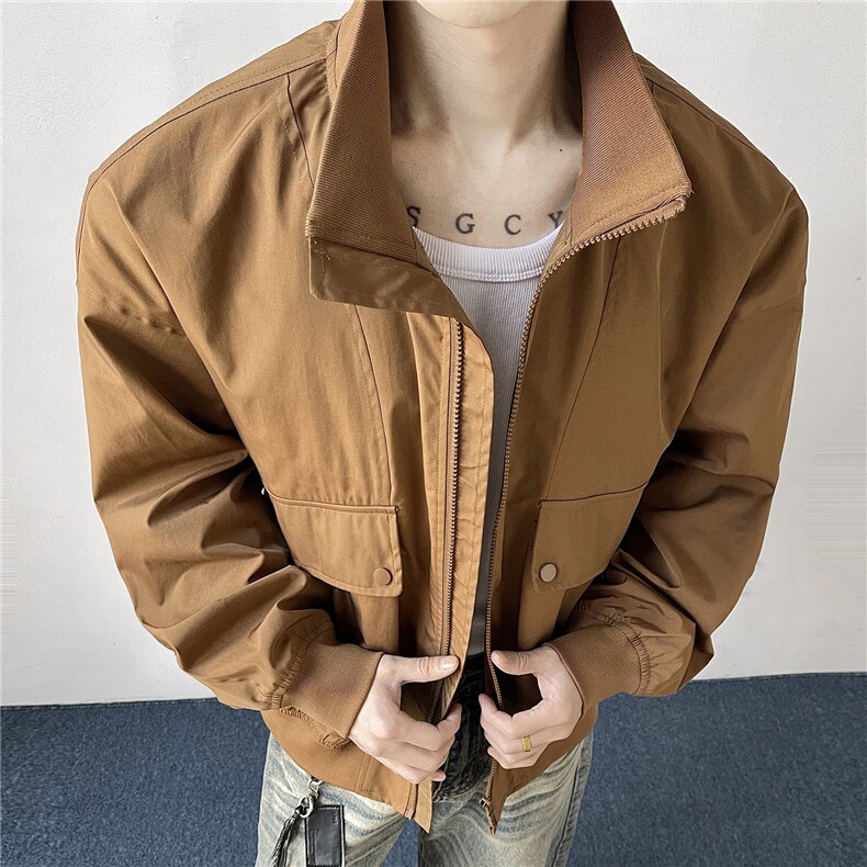 JK007港风模特大口袋工装教练飞行夹克聚酯纤维(S-3XL)TP38,男装夹克,电商A088