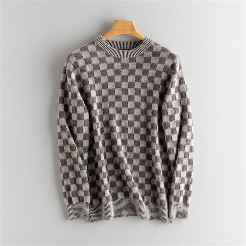 2025年秋季圆领长袖青春流行时尚百搭通勤就休闲，男装羊绒套衫，绒歆坊