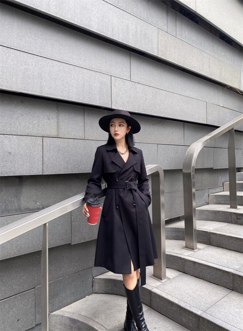 【现货】2021秋季长款风衣精纺TR面料系列款，女装风衣，蓝典