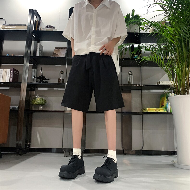 现货 夏季薄款冰丝休闲西装短裤男高级感宽松英伦五分裤 K530-P35图片