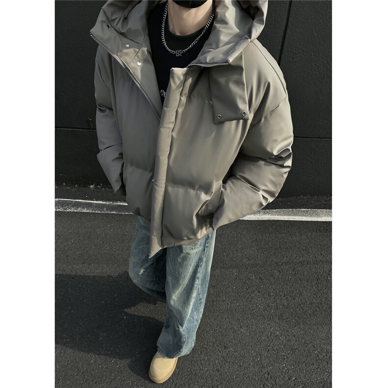 冬季潮牌棉衣男女宽松短款pu棉服加厚保暖棉袄情侣面包服立领外套,男装棉衣,星座307A