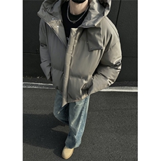 冬季潮牌棉衣男女宽松短款pu棉服加厚保暖棉袄情侣面包服立领外套，男装棉衣，星座307A