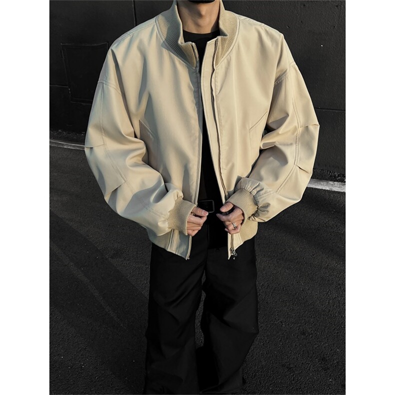 电商DSA028-JK2501P65100聚酯螺纹立领机车飞行服夹克限价98,男装夹克,电商A028