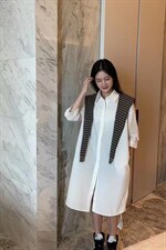 秋季披肩衬衫裙，女装衬衫，吉之红