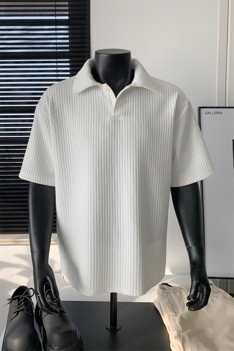 夏装2025新品300克重磅坑条翻领POLO衫男装夏季短袖T恤S403-特P38,男装T恤,电商A233-1