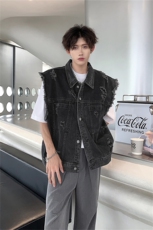 美式水洗牛仔马甲男夏季款潮牌宽松休闲百搭痞帅做旧无袖坎肩外套，男装背心/马甲，星座505-2（原电商A260-1)
