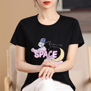 烫画太空月亮工艺小众个性舒适棉T图片
