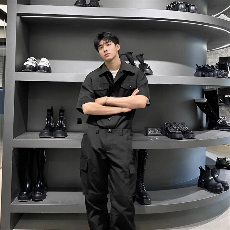 港风日系复古连体裤工装男连体衣女送皮带腰包，男装工装外套，星座112A