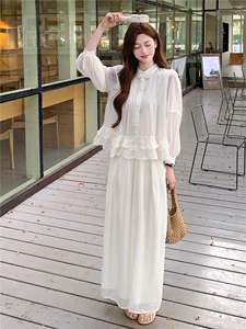超仙时尚防晒套装女2026春夏新款半透减龄显瘦流行阔腿裙裤两件套图片