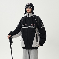 FY-65潮牌冬新款复古撞色立领机车宽松休闲棉服外套，男装棉衣，星座308A-1（原309B-1）