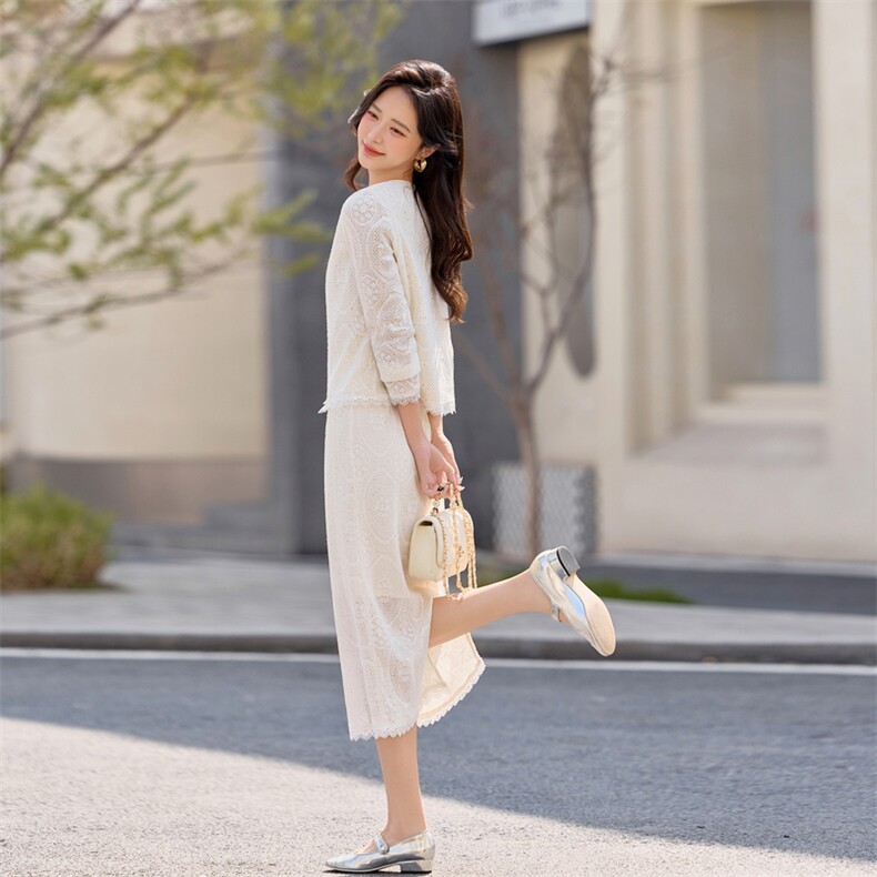 【现货！！！！】蕾丝半身裙小香风两件套女,女装套装/套裙,素月