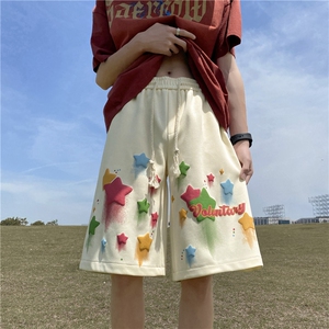 2024港风夏季新款发泡星星印花宽松短裤B315-K24114-特p30控58图片