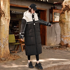 2024冬季新款新标90白鸭绒撞色长款羽绒服外套，女装羽绒服，可可小西