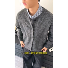 重磅秋冬男女北极绒开衫毛衣美式复古休闲慵懒风单排扣针织衫外套，男装针织衫/毛衣，电商A486-1