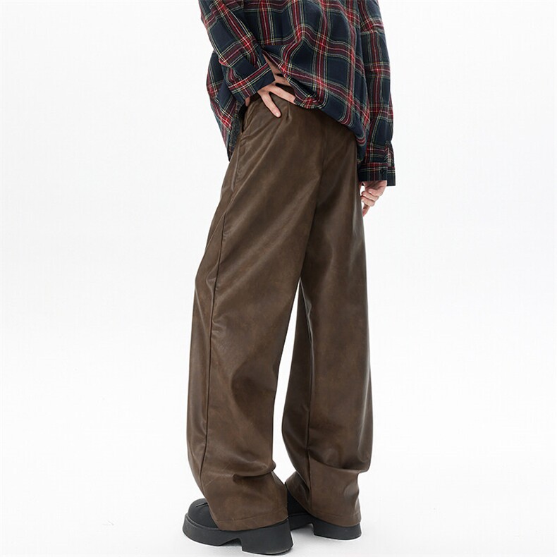 8XL-M特大码皮裤男直通休闲裤软软PU皮宽松阔腿男K9102P75控95，男装皮裤，电商D206-1