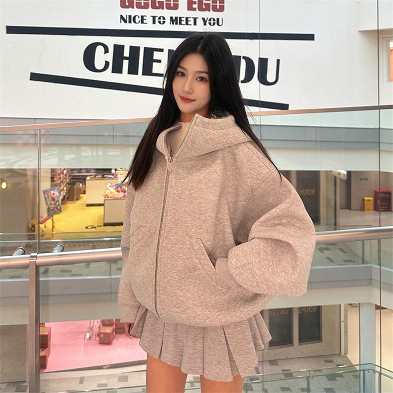 抖音得物高品质25秋冬美式高街宽松结构防风高领连帽卫衣外套W60,男装卫衣,电商A486-1