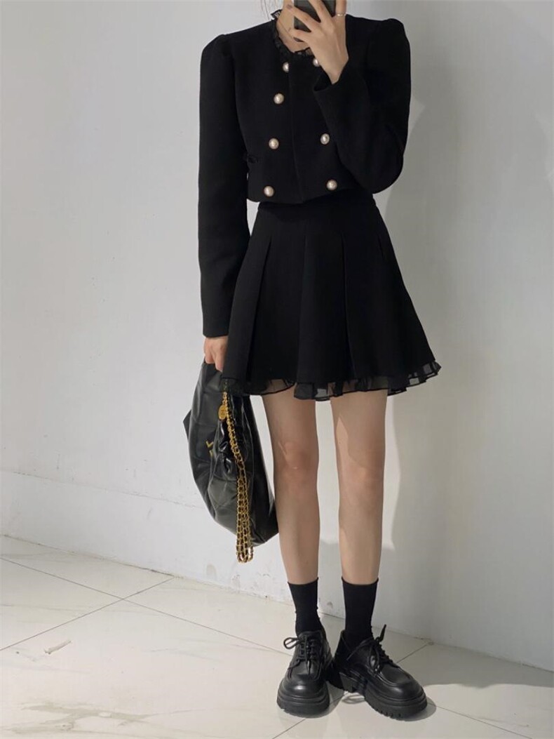 小香百褶裙套装，女装职业装，驿谷