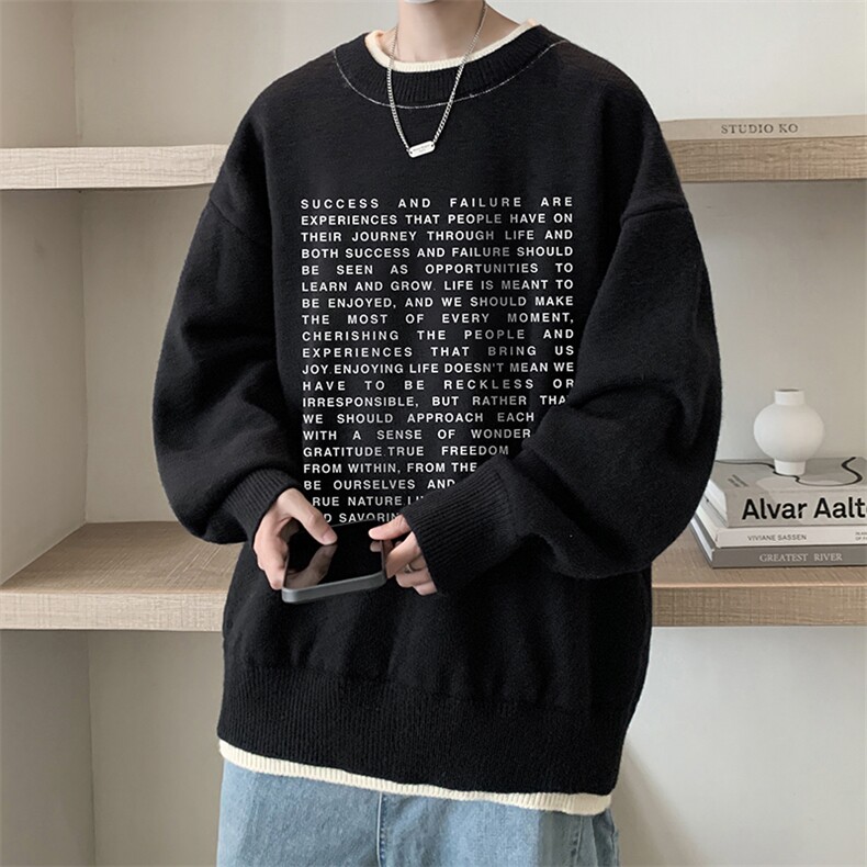 假两件毛衣男大码加绒针织衫男毛线衣M80351-P55加绒P70,男装针织衫/毛衣,电商A040