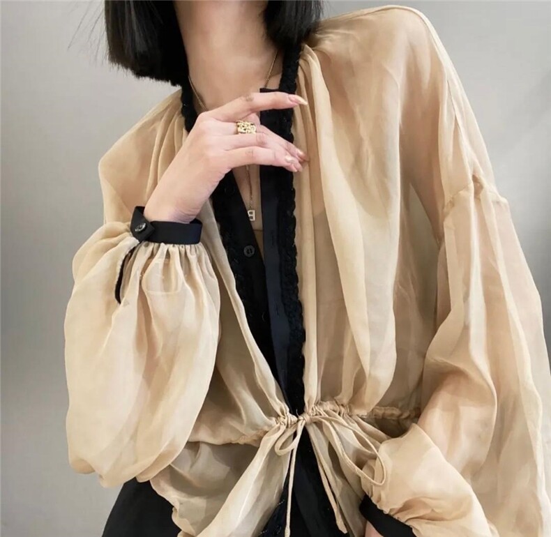 夏季新款性感透视洋气慵懒复古风防晒衫,女装其它,L·H·X