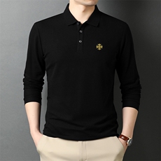 G2168秋季男士中年t恤polo衫上衣长袖中年商务宽松纯色体恤P60，男装T恤，电商B360