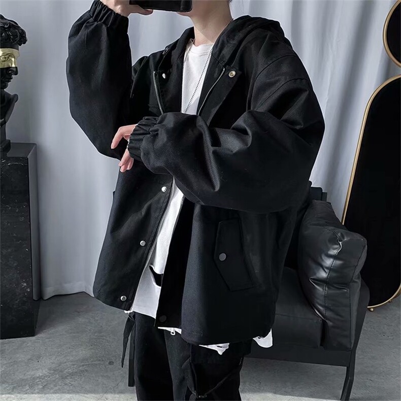 暗黑系春秋宽松外套男士ins韩版潮流机能风工装夹克百搭SY32-p65，男装夹克，星座1008-2