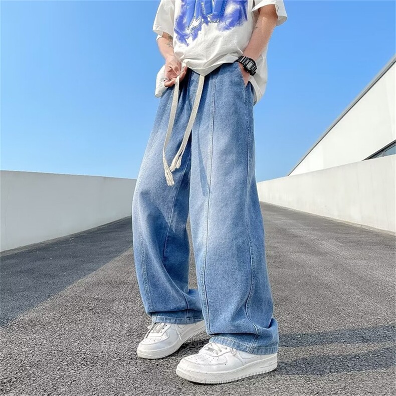 牛仔裤男春季潮牌vibe高街直筒阔腿长裤美式潮流休闲裤K6281-P40,男装牛仔裤,星座512-2