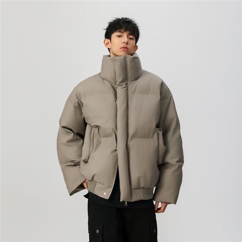 MY916-P70 网图 现货万件入仓供抖音得物防水防污立领pu皮棉服图片