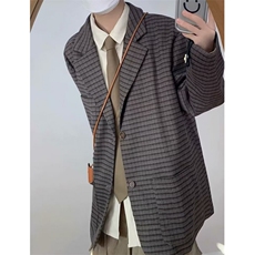 春秋复古细格纹西服男生宽松休闲小众设计小西装上衣外套XB18，男装西服套装，星座1116A（原606A-3）