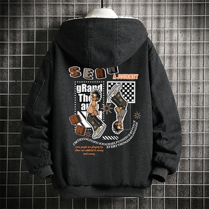 牛仔外套男大码加厚加绒衣男羊羔毛服男 NM53282-P140  网格图片