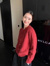 圆领单排扣长袖纯色2024年秋季时尚针织衫，女装羊毛衫，鑫之绒