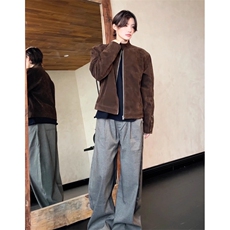 W10405-P78网图现货鹿皮绒复合高克重外套百搭潮流宽松夹克上衣，男装夹克，星座1608