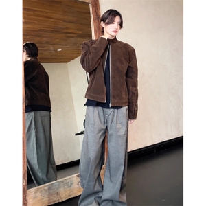 W10405-P78 网图现货 鹿皮绒复合高克重外套百搭潮流宽松夹克上衣图片