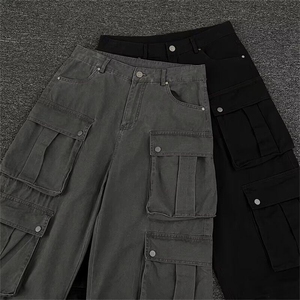 高街vibe暗黑系口袋暗纽工装裤男女痞帅宽松百搭长裤K6100-P72图片