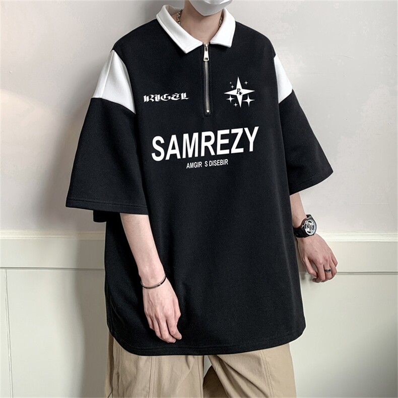 250G纯棉夏季美式复古POLO衫男潮流宽松短袖XP3188-P45控68,男装Polo衫,电商B370