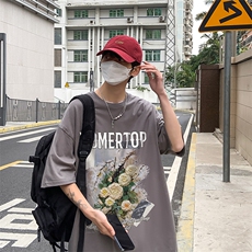 港风油画花朵创意印花夏季重磅落肩袖短袖t恤B239-1271-P28，男装T恤，星座514-2(原B239)