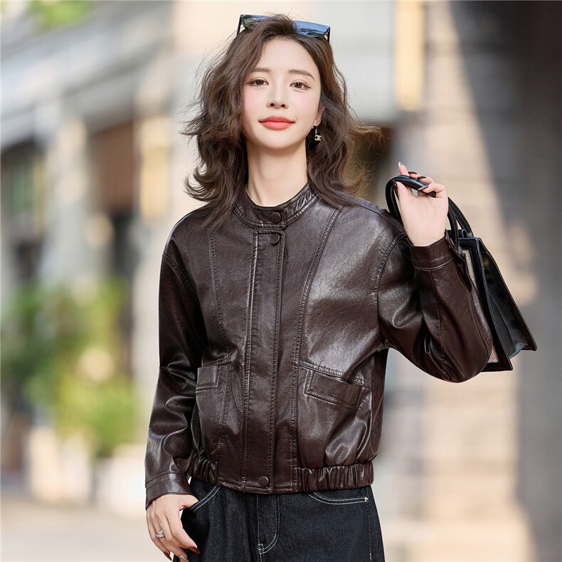 2025秋季新款时尚皮衣外套机车服,女装皮衣,1C078