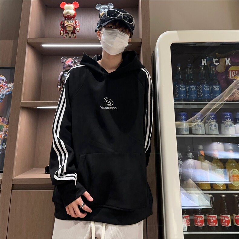 秋冬潮流百搭休闲宽松条纹刺绣连帽卫衣212-2-DY113-特P55,男装卫衣,星座808A-1