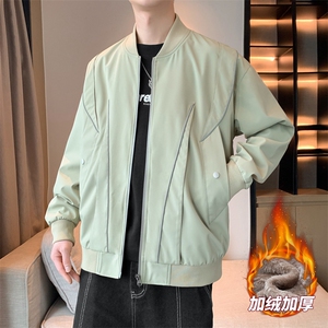 加绒加厚外套男女款放光条棒球服情侣飞行夹克JK0238-P73加绒P83图片