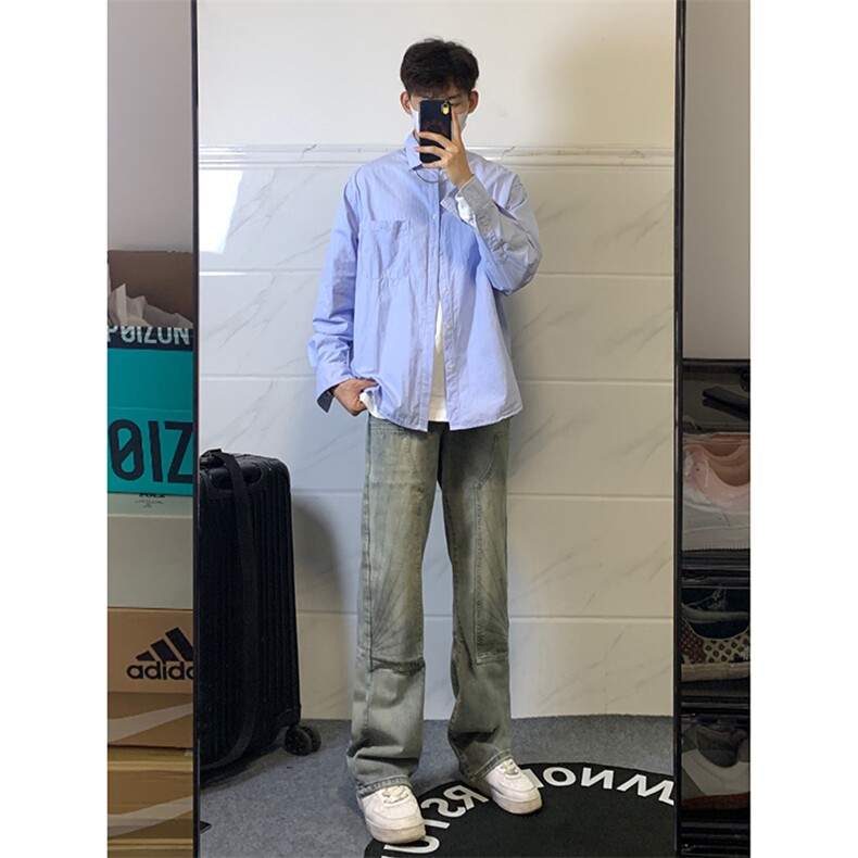 B221美式ins高街暗黑小众铆钉伐木裤牛仔裤LK23145-P65控88,男装牛仔裤,电商B221
