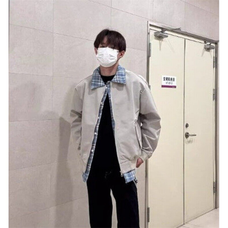 美式格子拼接假两件男女春秋季复古工装飞行员夹克棒球服JFY062,男装夹克,星座1116A（原606A-3）