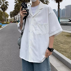 冰丝衬衫青春流行五分袖标准男百搭新款气质潮流夏季简约4503P28，男装衬衫，星座410-2