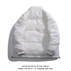 白底22冬季潮流特殊材质贴标设计感纯色立领羽绒服YR201P245控298，男装羽绒服，电商A247-1