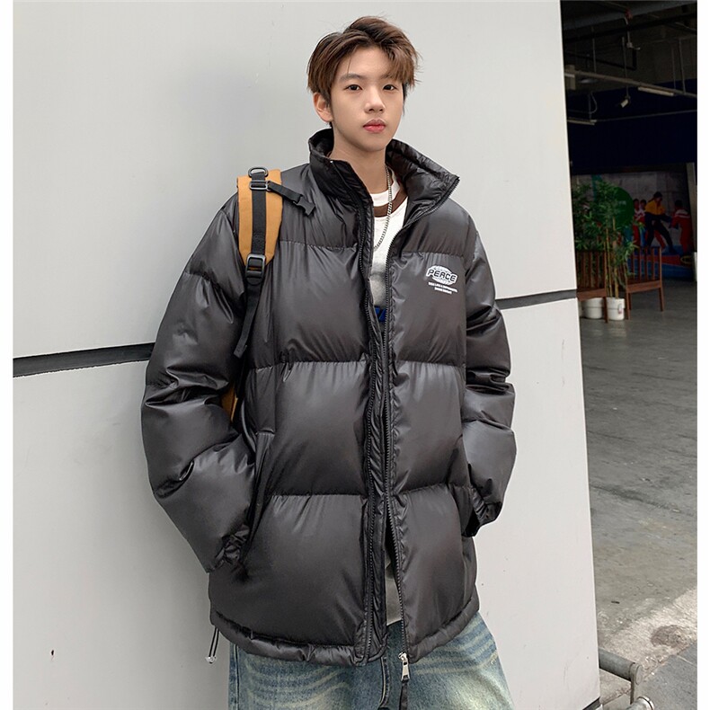 EQ331冬季立领美式港风亮光覆膜棉衣外套男宽松加厚棉服2024新款,男装棉衣,电商C306-1