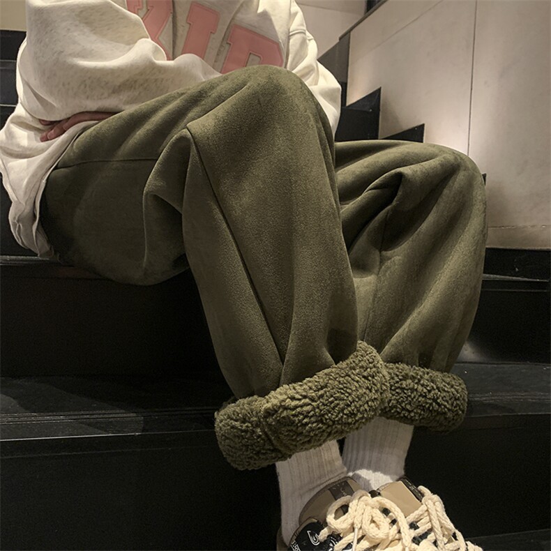 冬季羊羔毛麂皮绒束脚长裤M~5XLXZ604-KP87-P65控78,男装休闲裤,星座604