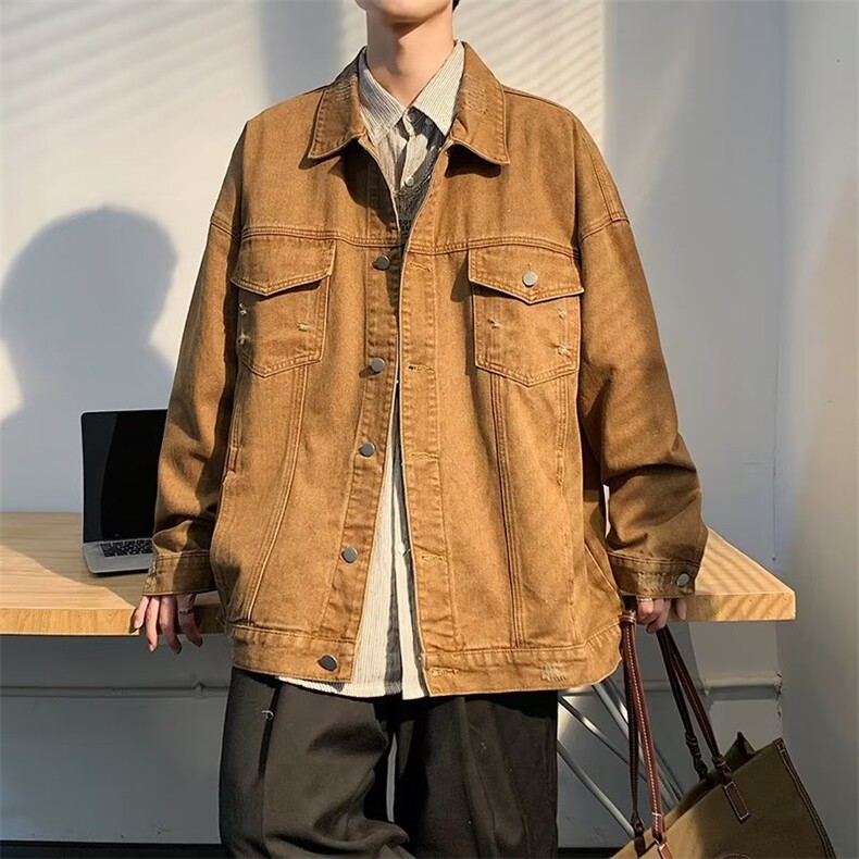 夹克男春季港风痞帅牛仔外套韩版潮流休闲宽松2023上衣，男装夹克，星座716-4