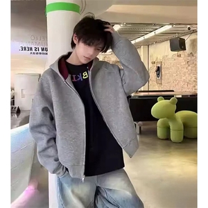 抖音得物品质 26春装美式高街重磅结构双层双面卫衣开衫外套XS107图片