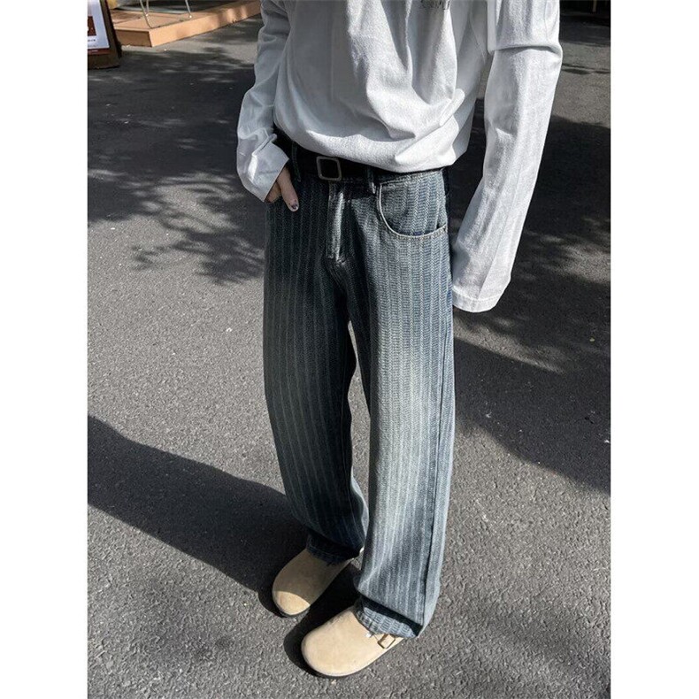 美式复古星空纹牛仔裤男宽松直筒长裤N1124P45,男装牛仔裤,星座1116-2