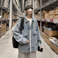 牛仔外套男韩版潮流大口袋2023秋冬季新款ins宽松夹克W3891-P49，男装大码男装，星座412-2